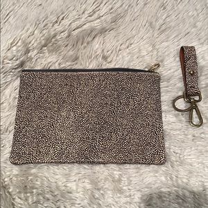 Madewell calf hair pouch with matching key ring